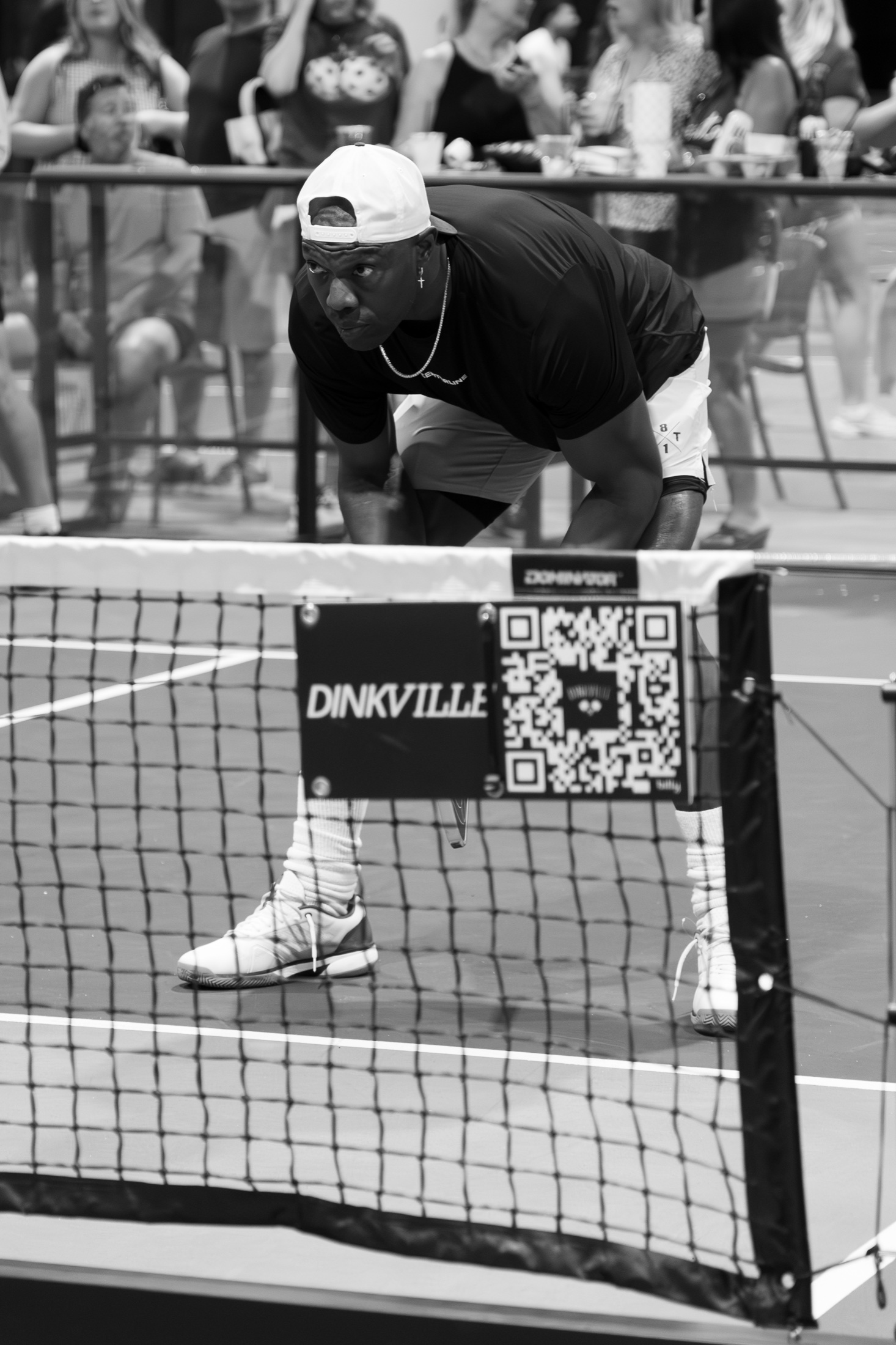 A Dinkville player ready at the net