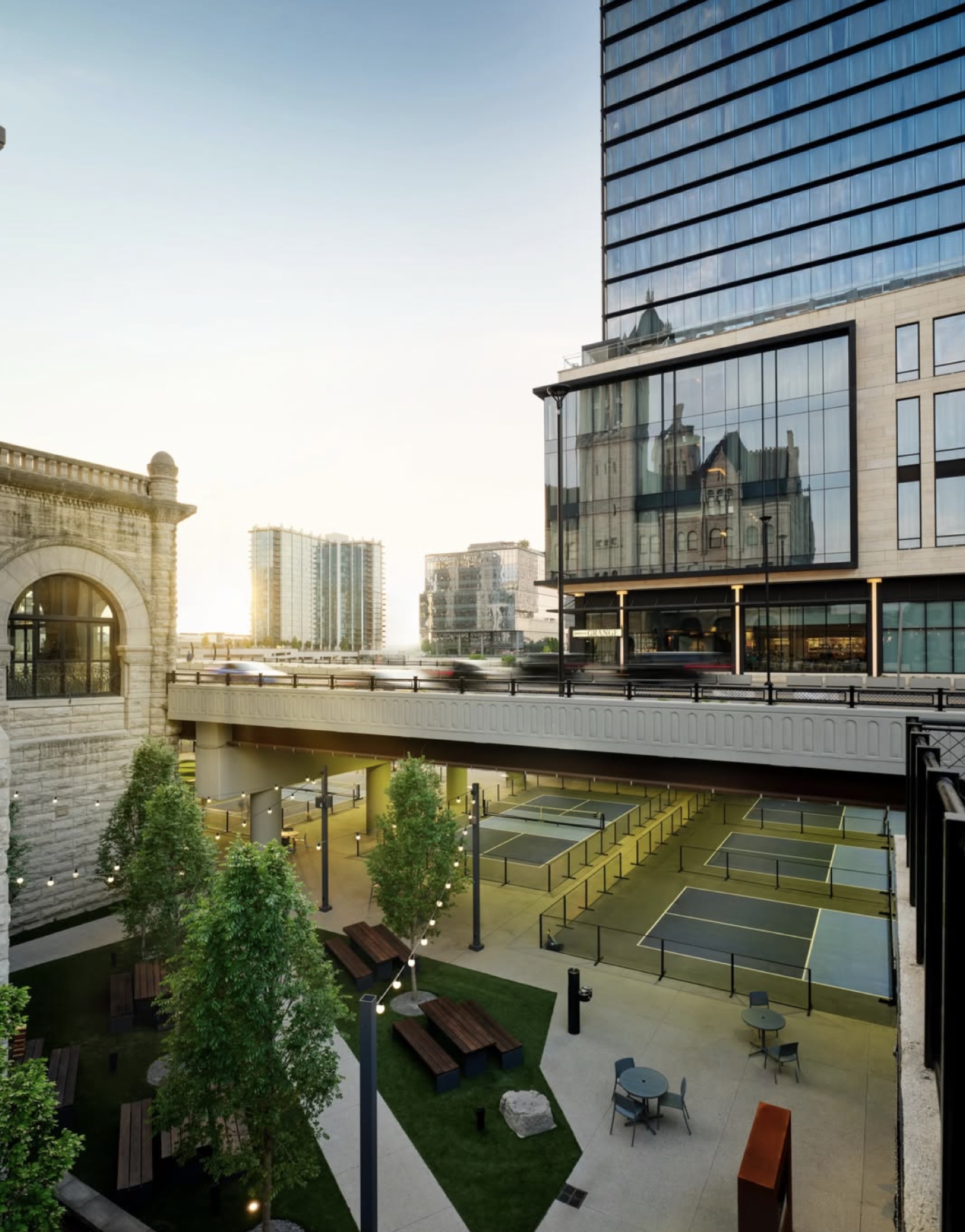 Dinkville courts beneath Broadway at Nashville Yards